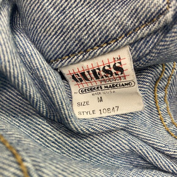 Vtg 80s Guess George Marciano Jean Trucker Jacket M Denim USA 1986 Preppy Cowboy - Picture 8 of 16